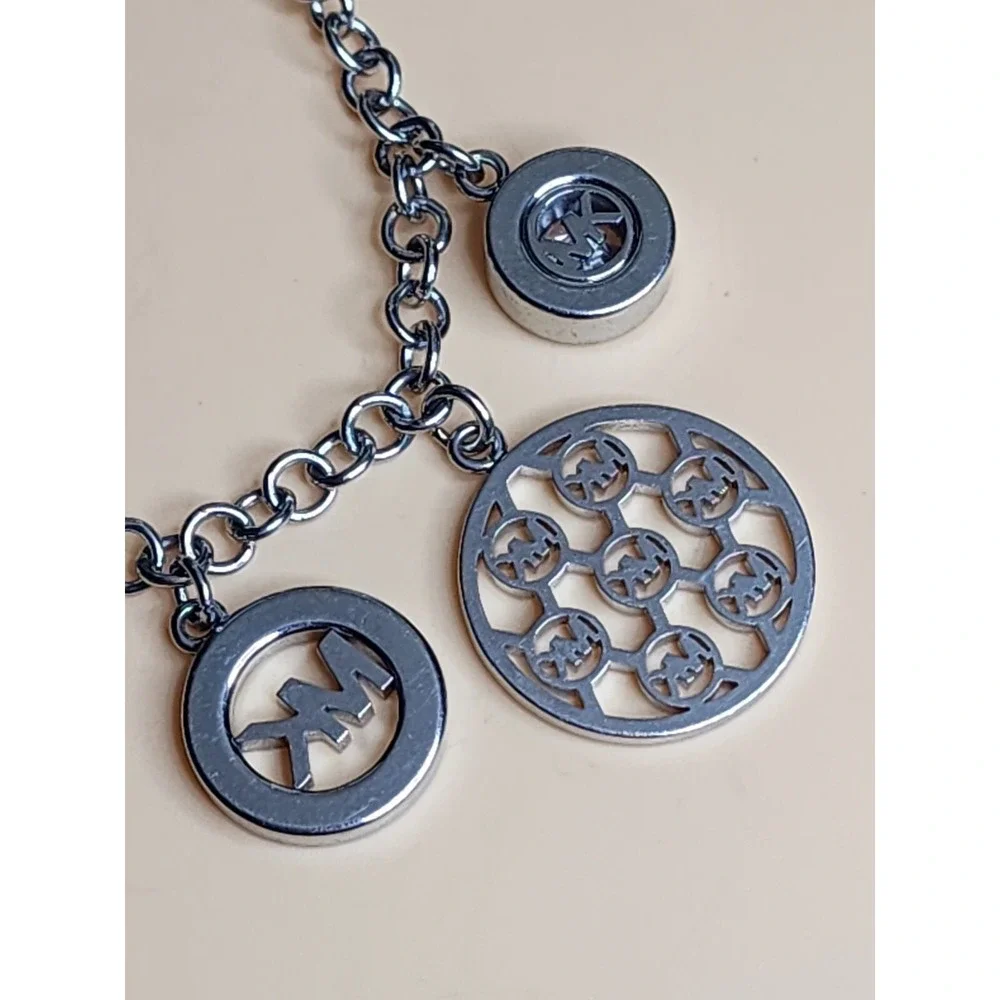 MICHAEL KORS MK Logo 3‎ Piece Charms Silver Chain Slider Bracelet FREE $HIPPING!